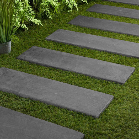 Pas japonais Rectangle Ardoise Noire Vieilli 100x30x3 cm