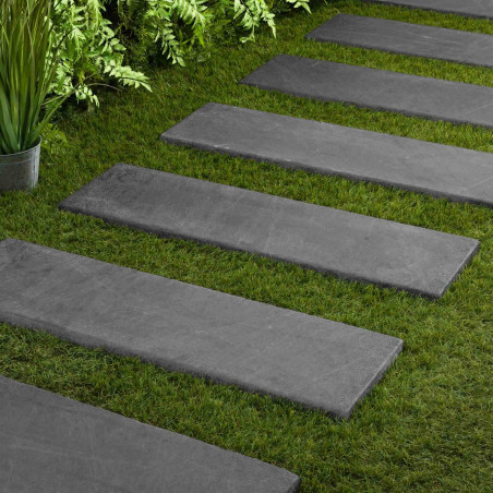 Pas japonais Rectangle Ardoise Noire Vieilli 100x30x3 cm