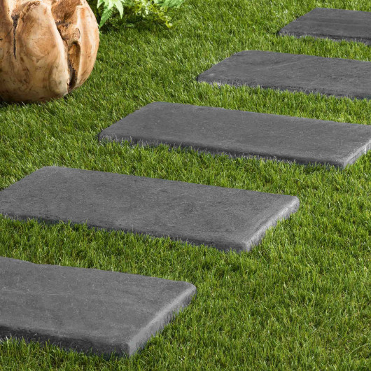 Pas japonais Rectangle Ardoise Noire Vieilli 50x25x3 cm
