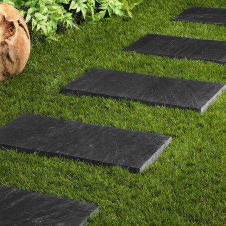 Pas japonais Rectangle Ardoise Noire 50x25x2-3 cm