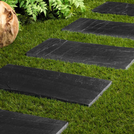 Pas japonais Rectangle Ardoise Noire 60x30x2-3 cm