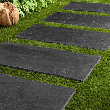 Pas japonais Rectangle Ardoise Noire 100x50x2-3 cm