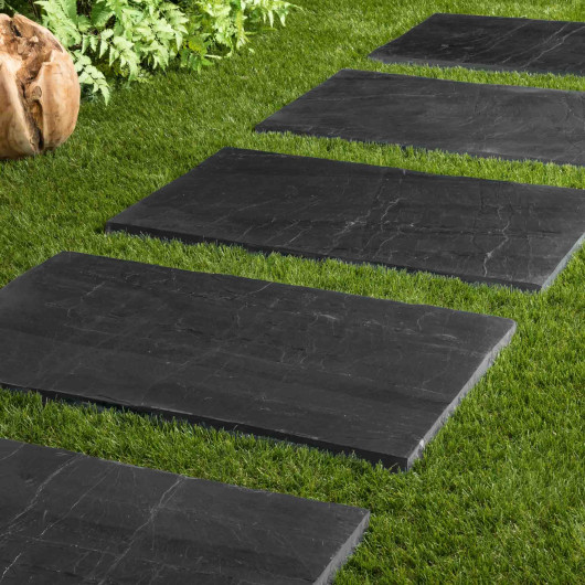 Pas japonais Rectangle Ardoise Noire 80x50x2-3 cm