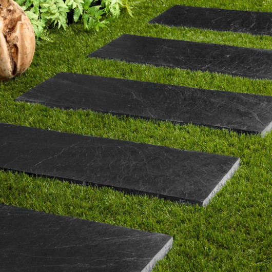 Pas japonais Rectangle Ardoise Noire 80x30x2-3 cm