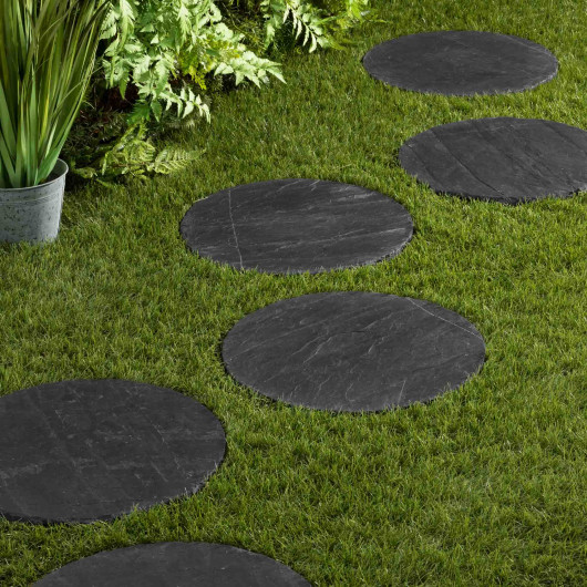 Pas japonais Rond Ardoise Noire D.40x2-3 cm