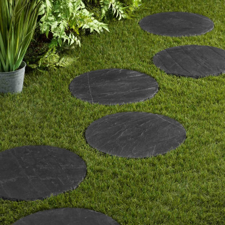 Pas japonais Rond Ardoise Noire D.40x2-3 cm