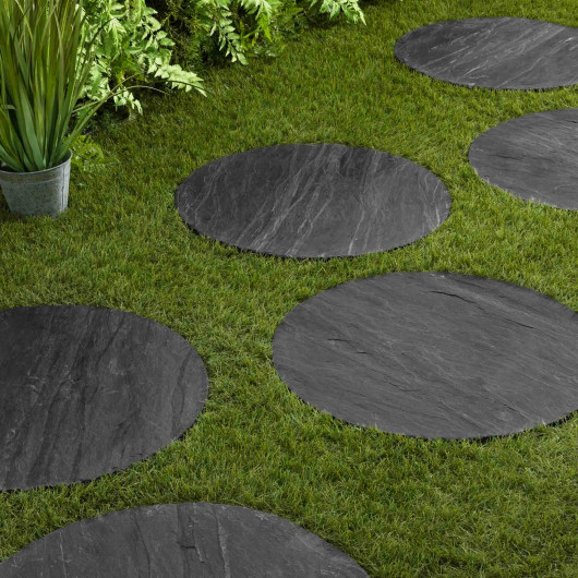 Pas japonais Rond Ardoise Noire D.60x2-3 cm