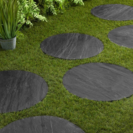Pas japonais Rond Ardoise Noire D.60x2-3 cm