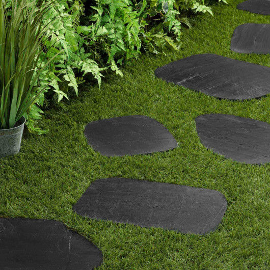 Pas japonais Irrégulier Ardoise Noire 30-40x1-2 cm
