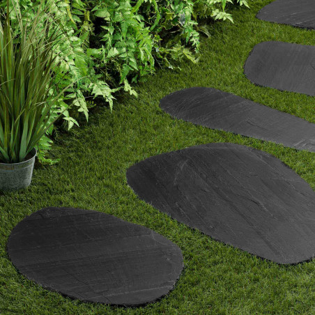 Pas japonais Irrégulier Ardoise Noire 20-80x1-2 cm