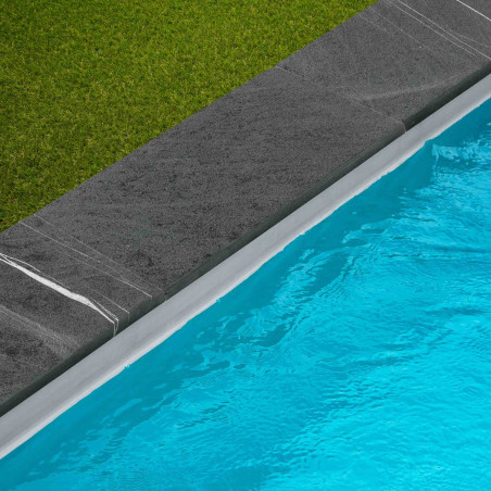 Margelle de piscine Ardoise Noire Grenaillée 60x30x3 cm Bord Droit