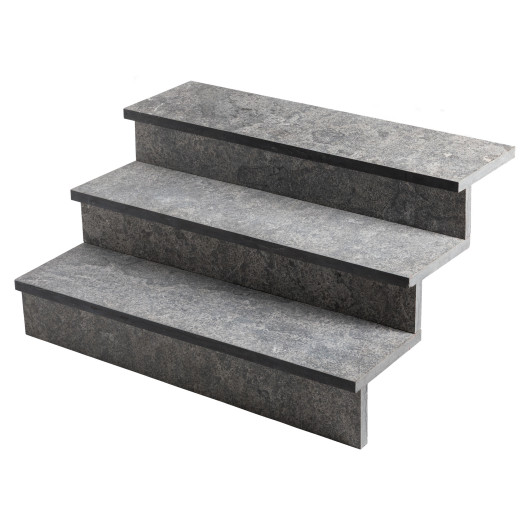 Dessus de marche Pierre d'Asie Grise 100x30x3 cm Bord Droit