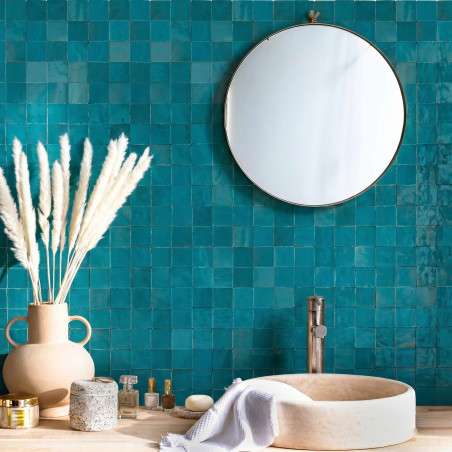 Carrelage Zellige Marocain Bleu Turquoise 5x5 cm