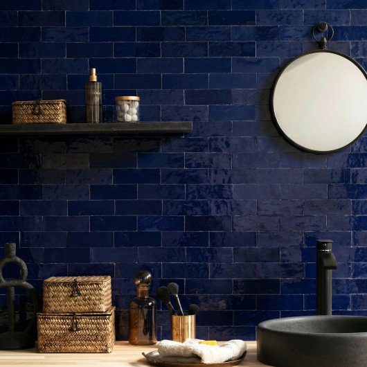 Carrelage Zellige Marocain Bleu Nuit 5x15 cm
