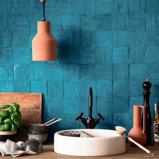 Carrelage Zellige Marocain Bleu Turquoise 10x10 cm