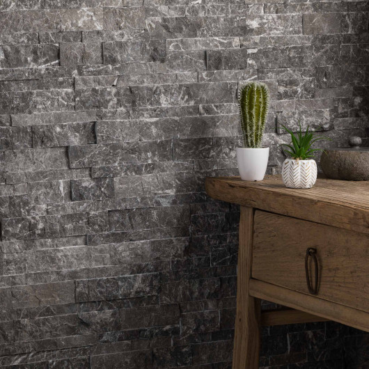 Parement Mabre Gris/Noir 60x15x1,5-2,5 cm Brut (lot de 7,47 m²)