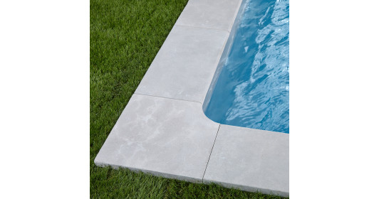 Margelle angle rentrant Pierre de l'Atlas Gris 45,5x45,5x3 cm Bord 1/2 Rond
