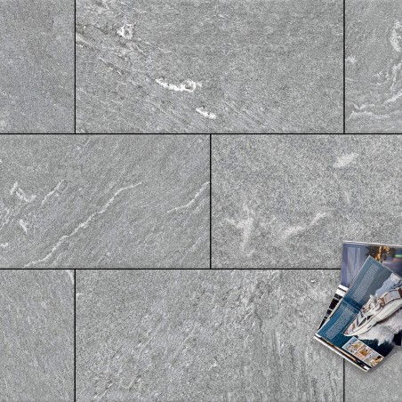 Carrelage extérieur grès cérame effet pierre grise Roma 60x120x2 cm