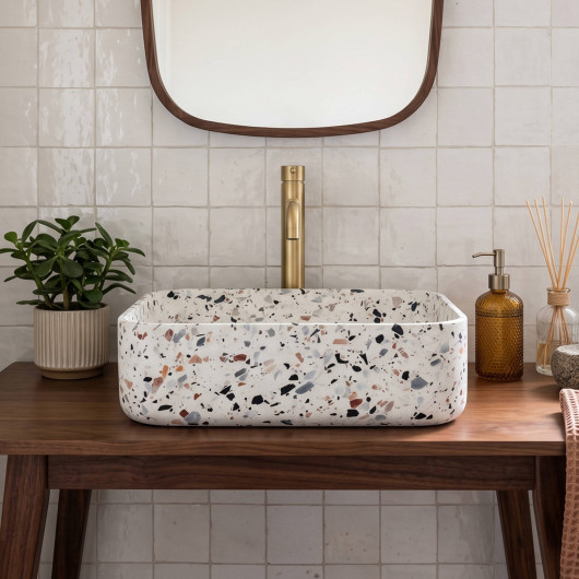 Vasque à poser rectangulaire Terrazzo 38x27x13 cm