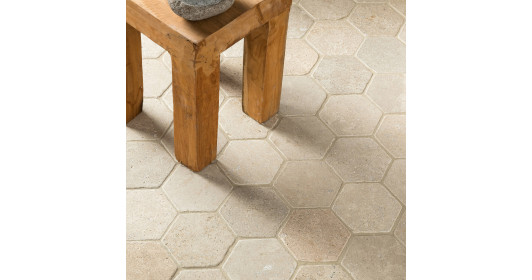 Tomette hexagonale Pierre d'Egypte Beige 14x14x2 cm - Intérieur et Extérieur