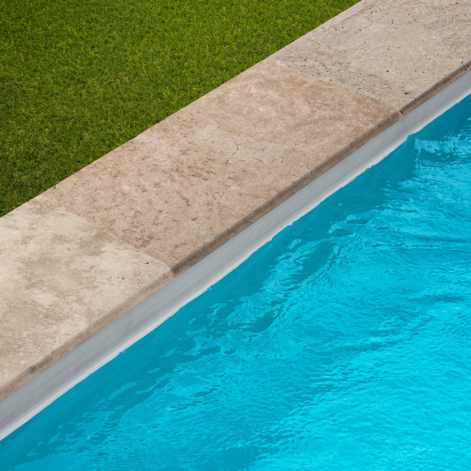 Margelle de piscine Travertin Beige Nuancé 61x33x3 cm Bord 1/2 Rond