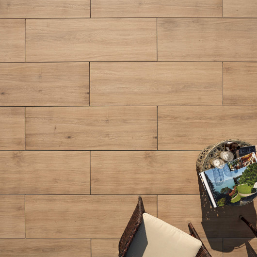 Carrelage extérieur grès cérame effet bois marron Bosque 40x120 cm