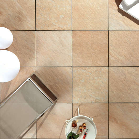 Carrelage extérieur grès cérame effet pierre beige Como 60x60x2 cm
