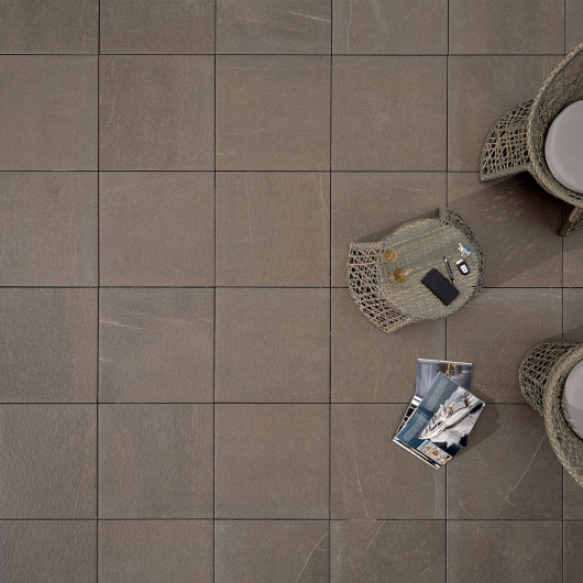 Carrelage extérieur grès cérame effet pierre grise Prato 60x60x2 cm