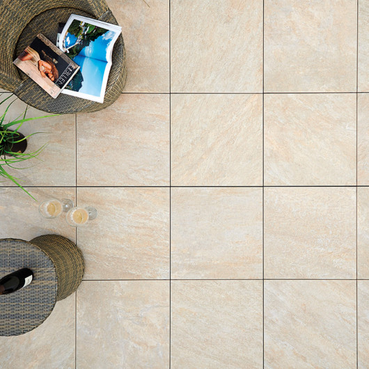 Carrelage extérieur grès cérame effet pierre beige Imola 60x60x2 cm