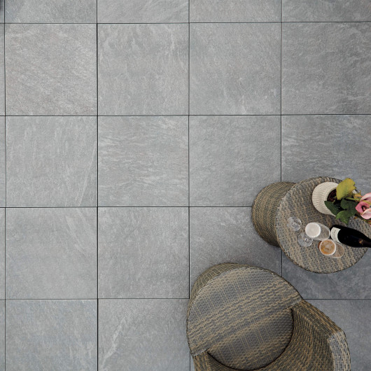 Carrelage extérieur grès cérame effet pierre grise Alessandria 60x60x2 cm