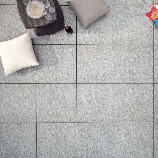 Carrelage extérieur grès cérame effet pierre grise Cagliari 60x60x2 cm
