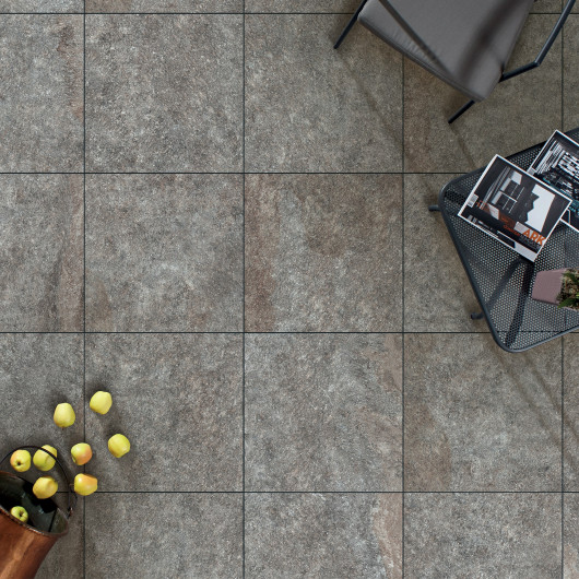 Carrelage extérieur grès cérame effet pierre grise Salerno 60x60x2 cm