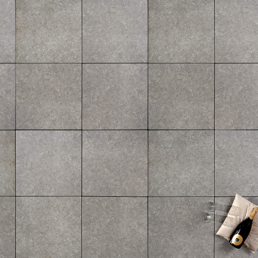 Carrelage extérieur grès cérame effet pierre grise Trapani 60x60x2 cm