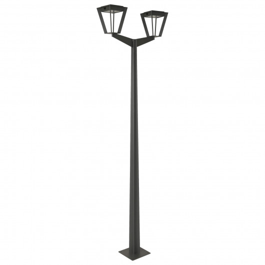 Lampadaire solaire extérieur double Métro en Aluminium Gris H.220 cm