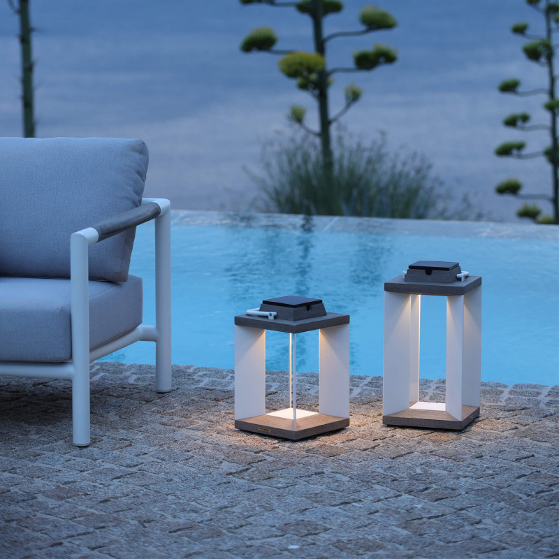 Lanterne solaire extérieure Teckalu Alu Blanc et Duratek | Les Jardins
