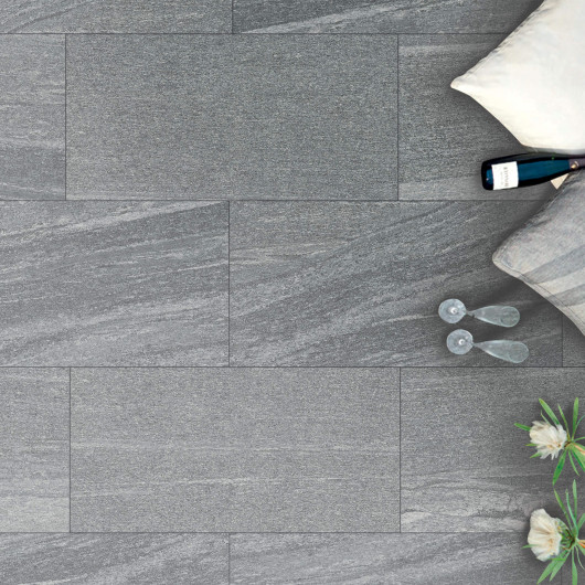 Carrelage extérieur grès cérame effet pierre grise Asti 50x100x2 cm