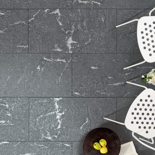 Carrelage extérieur grès cérame effet pierre grise Bolzano 50x100x2 cm