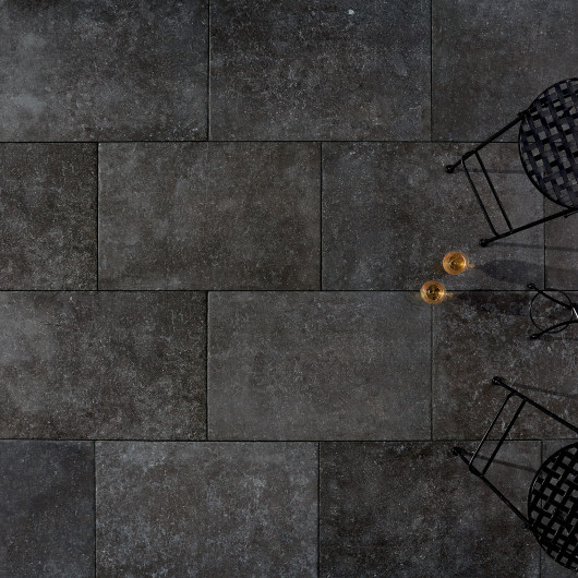 Carrelage extérieur grès cérame effet pierre noire Barletta 60x90x2 cm
