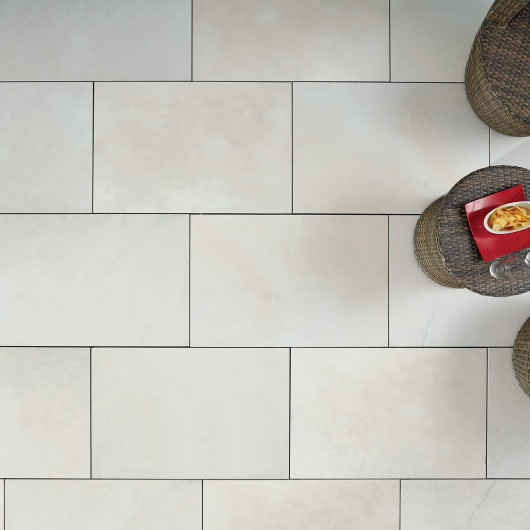 Carrelage extérieur grès cérame effet pierre blanche Vicenza 60x90x2 cm