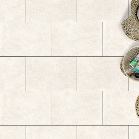 Carrelage extérieur grès cérame effet pierre blanche Perugia 60x90x2 cm
