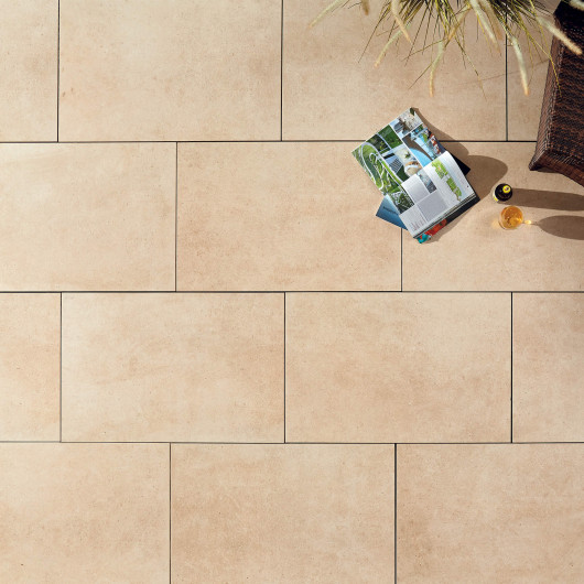 Carrelage extérieur grès cérame effet pierre beige Catania 60x90x2 cm