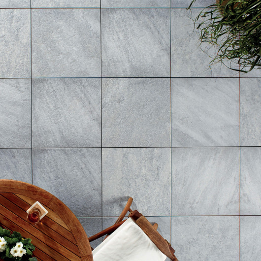 Carrelage extérieur grès cérame effet béton gris Milano 60x60x2 cm