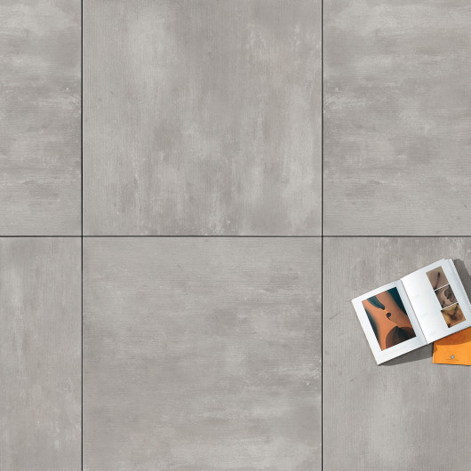 Carrelage extérieur grès cérame effet béton gris Genova 90x90x2 cm