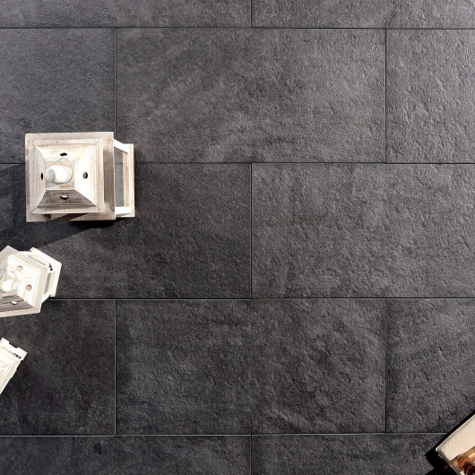 Carrelage extérieur grès cérame effet béton gris Monza 50x100x2 cm