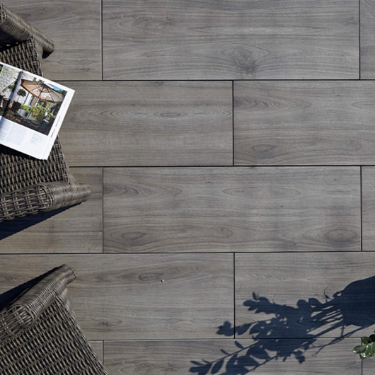Carrelage extérieur grès cérame effet bois gris Foresta 40x120 cm