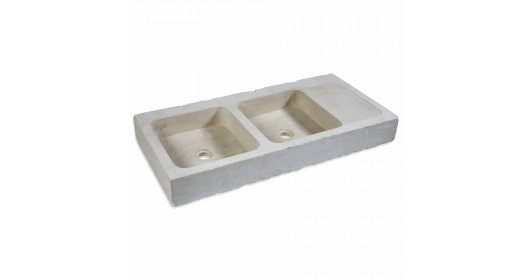 Evier à poser 2 bacs Pierre Beige vieillie avec égouttoir 120x60x15 Classic