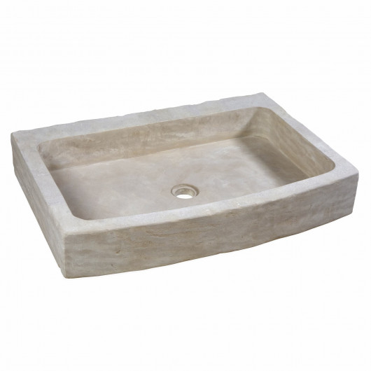 Evier à poser 1 bac en pierre naturelle beige vieillie 90x60-65x15 Arc