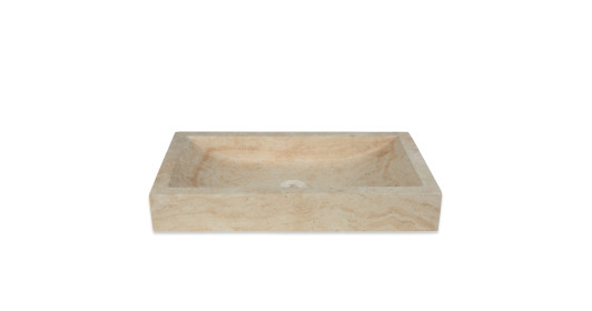 Vasque à poser rectangulaire en pierre naturelle Travertin Beige 70x40x10 cm
