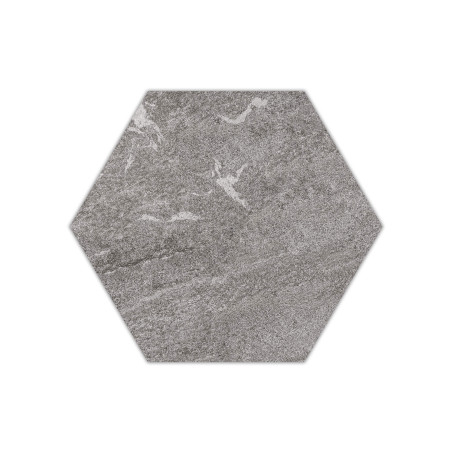 Dalle extérieure grès cérame hexagonal effet pierre grise 60-52x2 cm