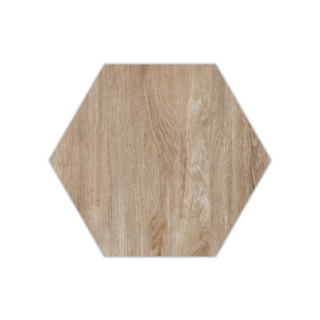 Dalle extérieure grès cérame hexagonal effet bois marron 60-52x2 cm